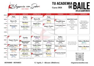 Elegancia con Sabor -Horario enero 2026